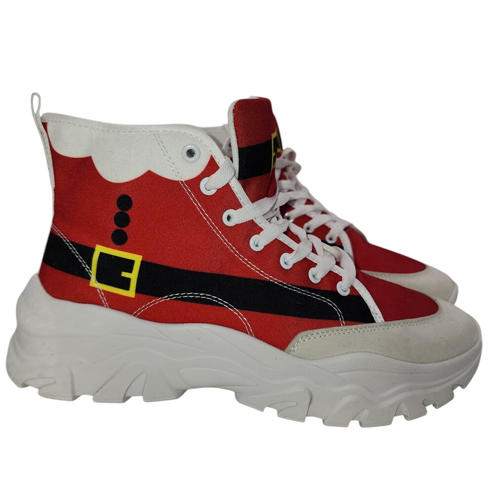 Santa Claus Costume Red Christmas Holiday Chunky Platform HighTop Sneaker EUR 42